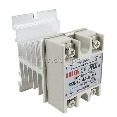 Ssr-40aa 40a Solid State Relay Module 80-250v Ac 24-380v  + Aluminum Heat Sink