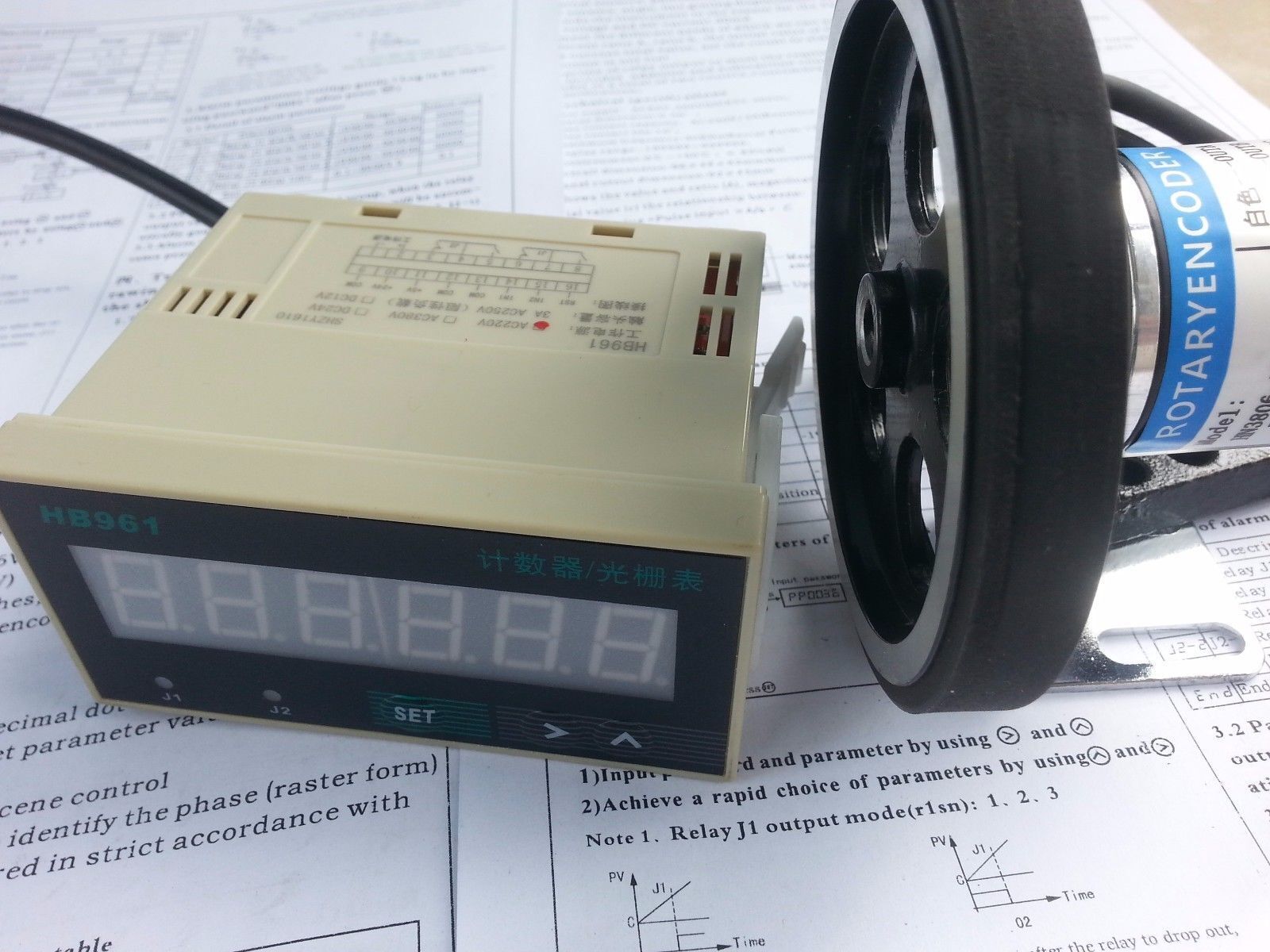 Dc12v Counter Grating Display Meter + Length Wheel + Encoder + Support Kits